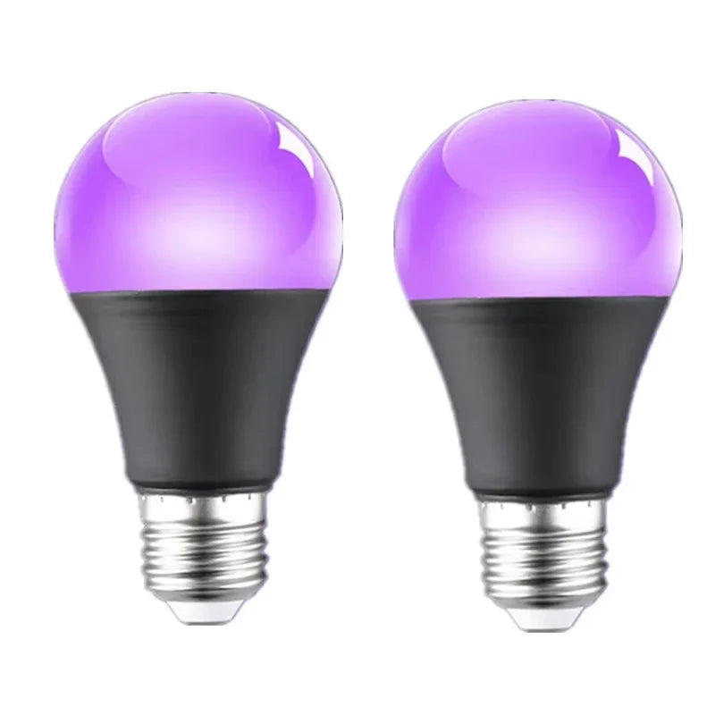 E27 9W UV Black Light Bulb 395nm LED Glow Party Decor