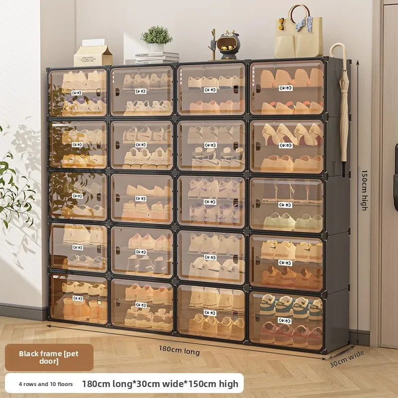 Multi-functional Simple Shoe Rack Plastic Household Indoor Door, Dustproof Storage At The Entrance, Transparent Shoe Cabinet Oasis Select 4-10A