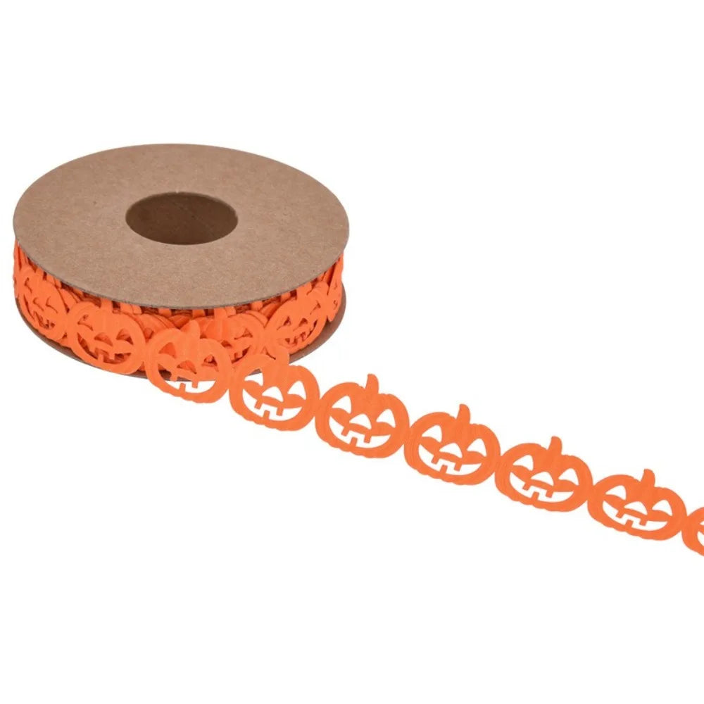 Embossed Design Halloween Ribbon 10m Length Handmade Pumpkin Ribbon DIY Ribbon Polyester Material Ghost Ribbon Gift Wrapping Oasis Select Orange