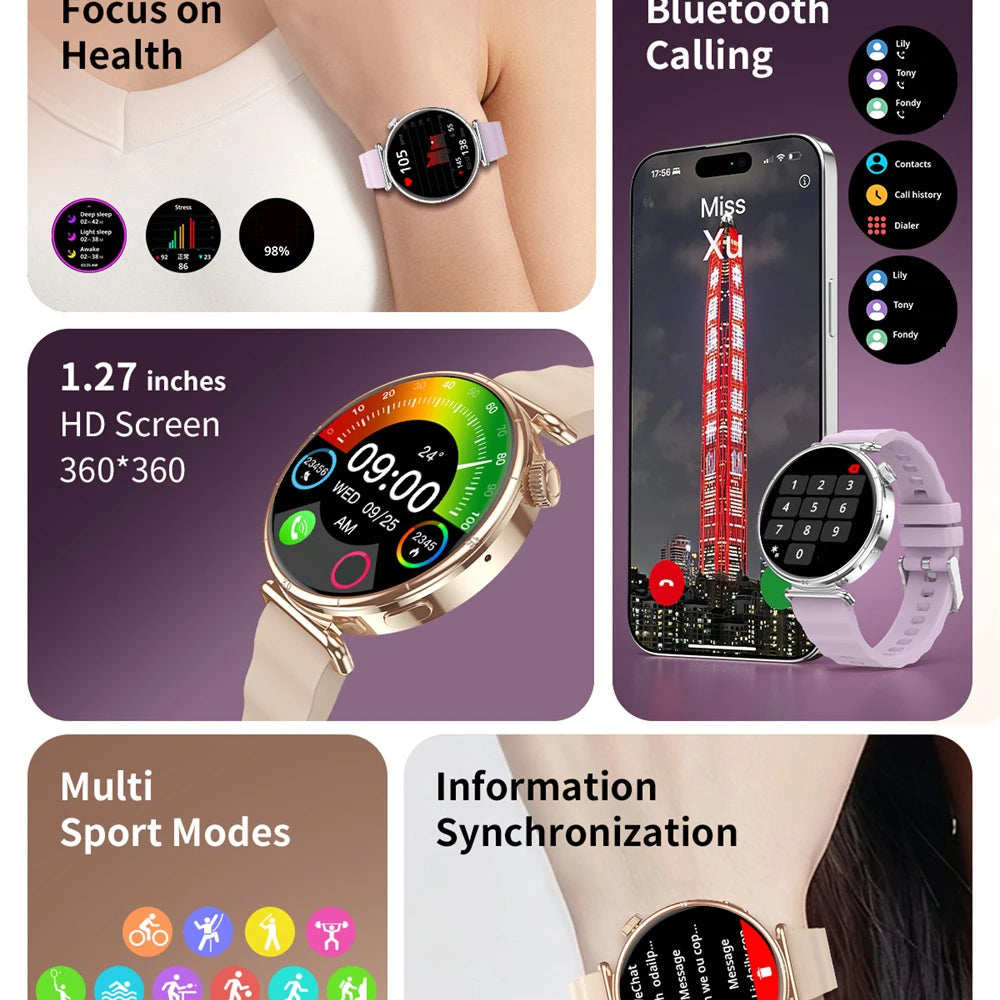 Smartwatch NFC Waterproof Health Monitoring Women Smart Watch Outdoor Sports Wirstband Blue Tooth Call Music Fitness Tracker Oasis Select