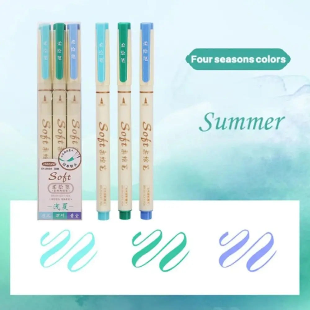 3Pcs/Set Crafts Soft Head Calligraphy Pen Soft Tip Soft Head Calligraphy Practice Pen Cute Colorful Greeting Card Pen Kids Oasis Select summer