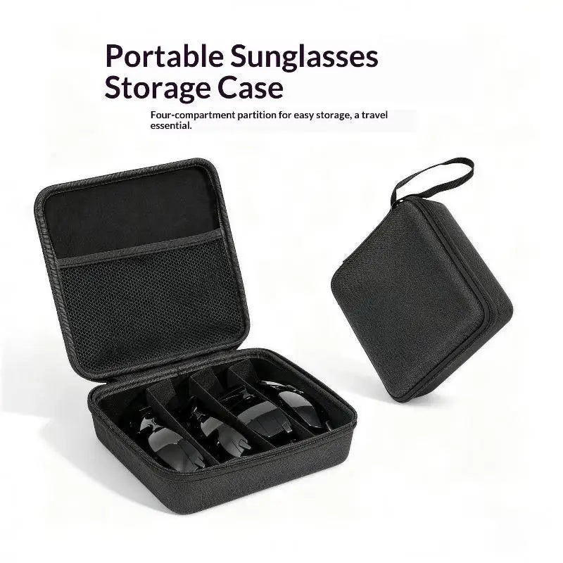 4–8 Grid Eyeglasses & Sunglasses Travel Organizer Case | Black