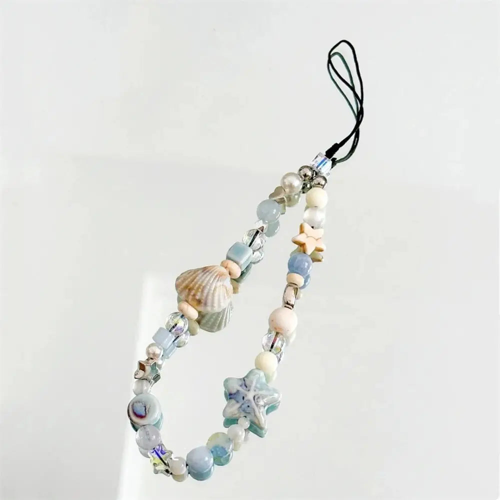 Star Pearl Beaded Phone Chain Phone Charms Hanging Cord Phone Strap Anti-Lost Wrist Strap Mobile Lanyard Phone Pendant Oasis Select 05