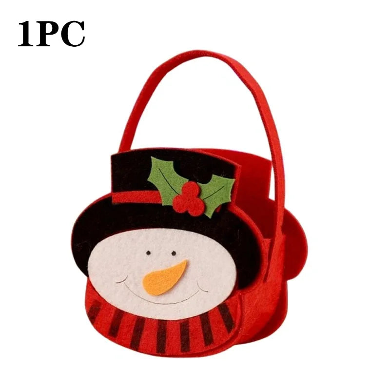 1-10PCS Christmas Felt Candy Bags Apple Pouch Santa Sack Gift Packaging for Kids Holiday Party Xmas Tree Decoration Supplies Oasis Select Snowman-1PC Other
