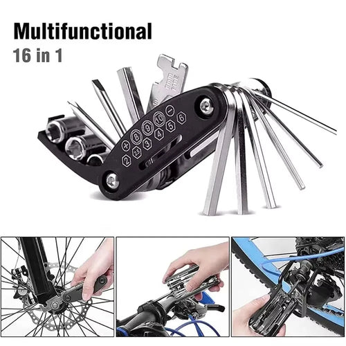 16 in 1 Portable Bicycle Repair Tools Kit Hex Wrench Nut Tire Screwdriver Motorcycle Bicycle Repair Tools Oasis Select