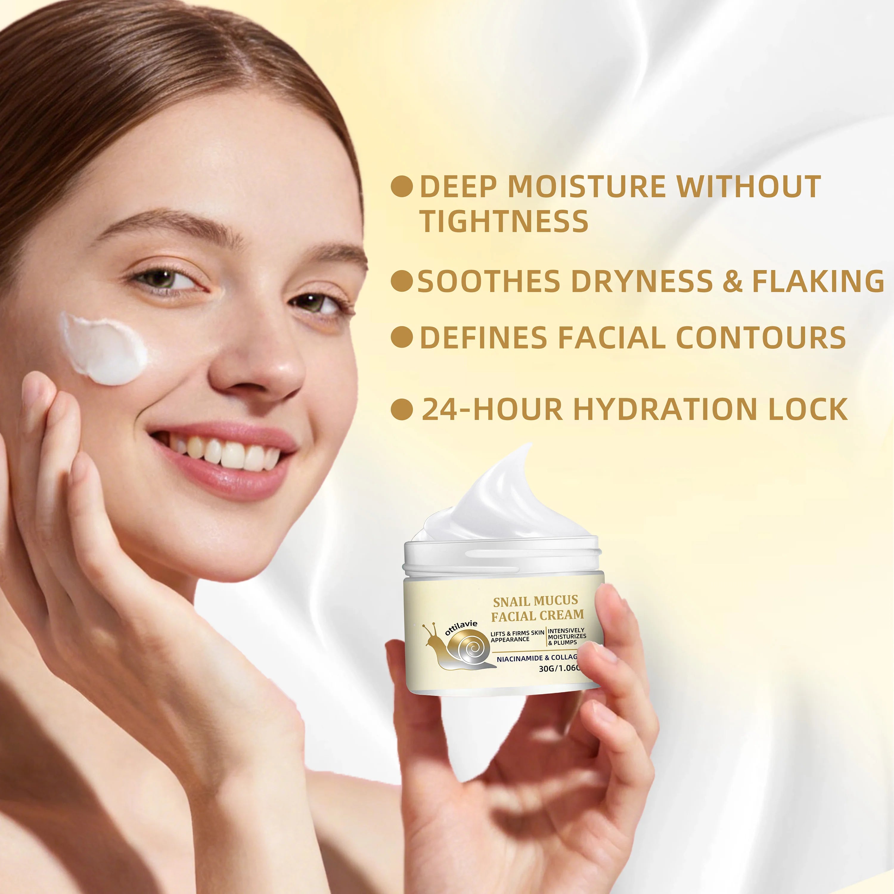 Ottilavie Snail Mucin Facial Cream | Deep Hydration | Nourishing Formula, Suitable for All Skin Types | Daily Skincare Essential Oasis Select