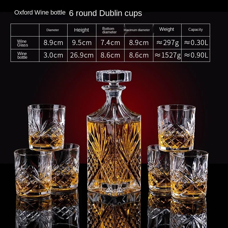 European thickened whiskey glass set large foreign wine glass crystal glass wine bottle creative wine set Oasis Select Oxford bottle set