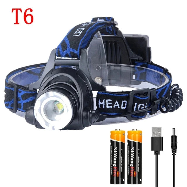 Powerful LED Induction Headlamp USB/DC Rechargeable Super Bright Head Flashlight Outdoor Camping Fishing Hunting Headlight Oasis Select Type A With battery