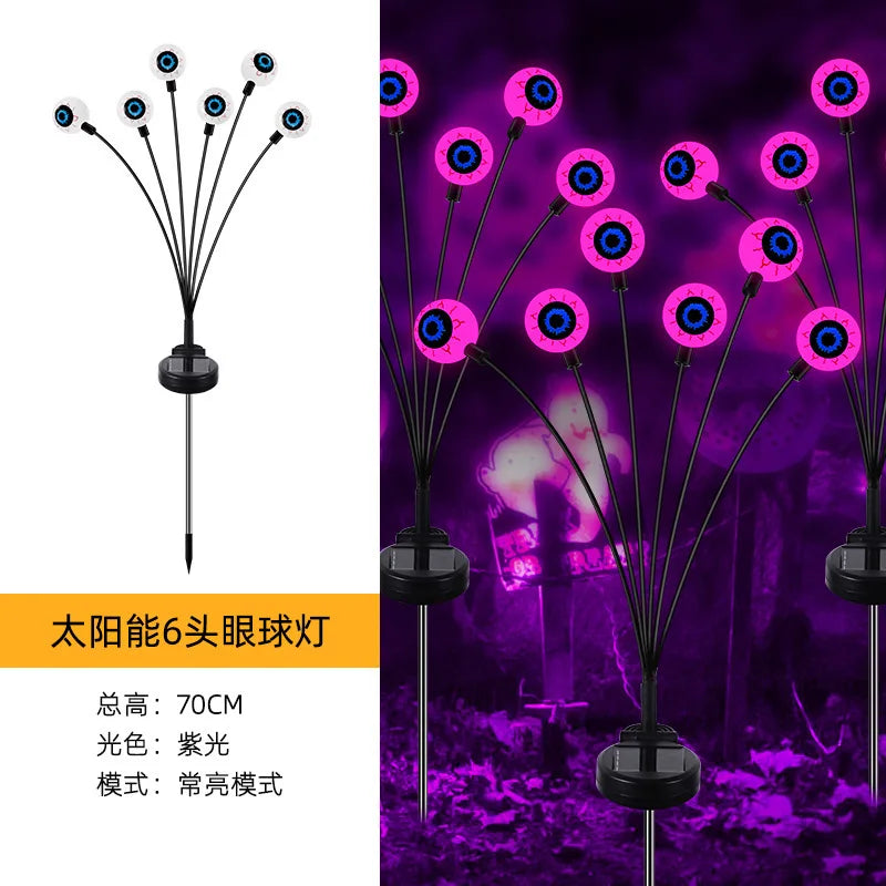 LED Pumpkin Light Solar Energy Outdoor Eyeball Light Halloween Lighting Christmas Decorative Layout Courtyard Lawn Light Oasis Select Purple Light