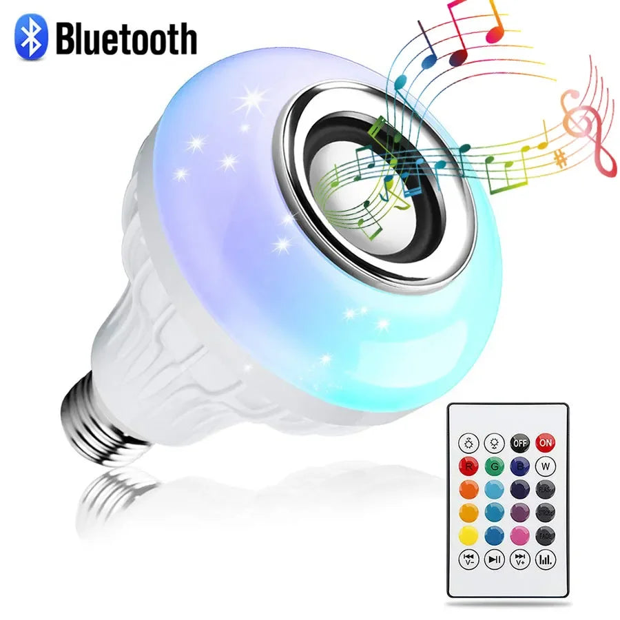 12W E27 Bluetooth Speaker Music Bulb Remote Control RGB Light Bulb 85-265V For Bedroom Home Decor Color Changing RGB Lamp Oasis Select