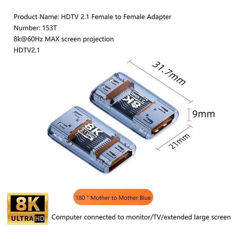 HDMI 2.1 Male To Female Adapter 8K@60Hz Male To Female Connector Up Down Angle 90 270 360 Degree For HDMI Cable PC Laptop HDTV Oasis Select J1