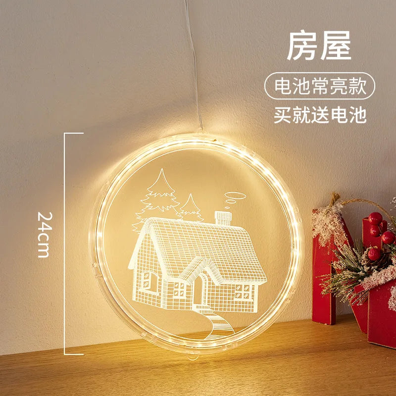Christmas Transparent Luminous Night Lights, Festive Scene Atmosphere Decoration and Hanging Ornament Store Oasis Select house
