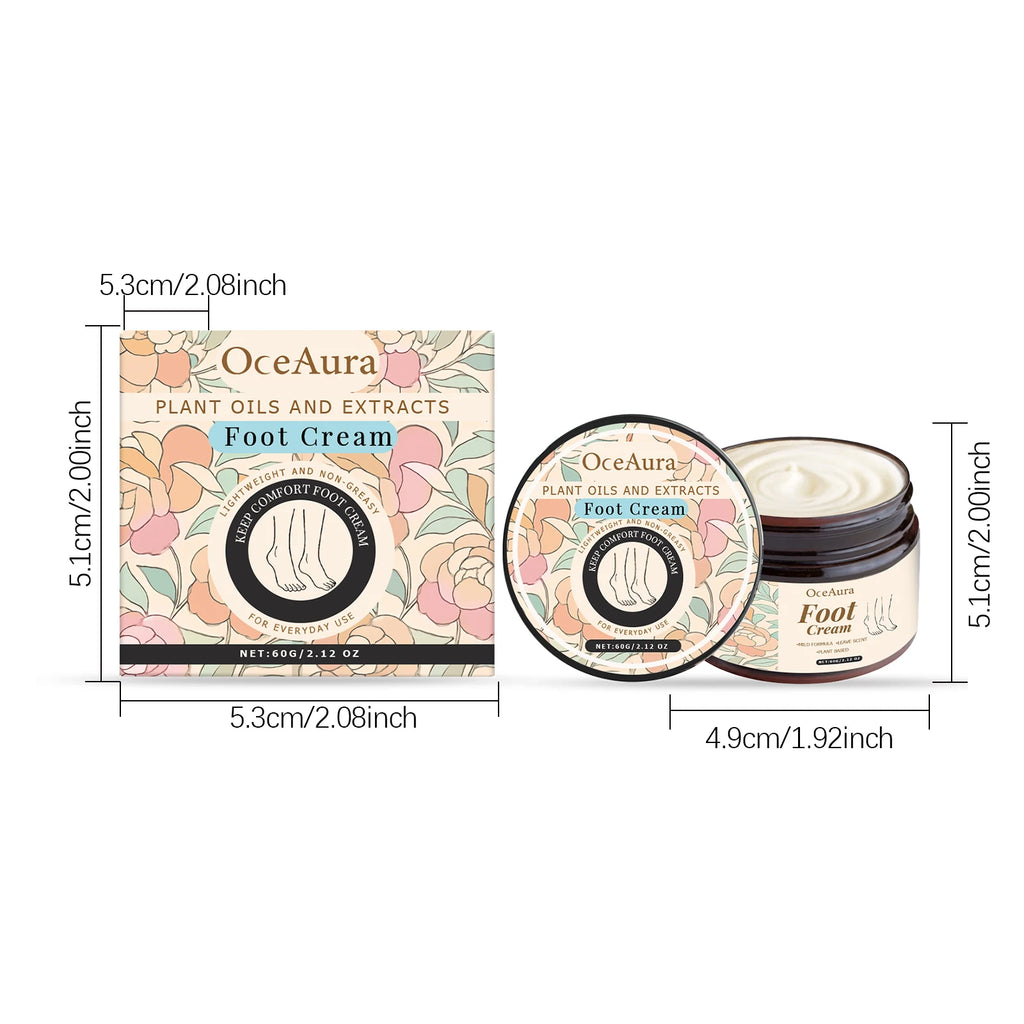 Foot Moisturizing Cream Moisturizing Relaxing Foot Care Nourishing Anti-Cracked Smoothing Softens Cuticles Daily Foot Care Oasis Select 60g Boxed