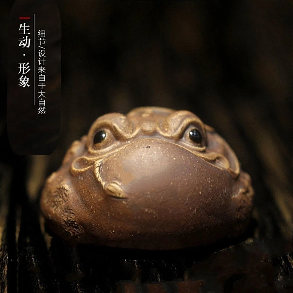 Lucky Three-Legged Golden Toad Purple Clay Classic Bark Style Original Ore Fully Handmade Duan Clay Tea Pet Handheld Oasis Select Default Title