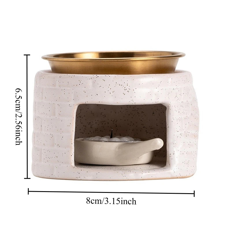 Indoor Aromatherapy Wax Warmer Ceramic Scent Diffuser Lamp Home Fragrance Heater for Essential Oils & Incense Powder Oasis Select