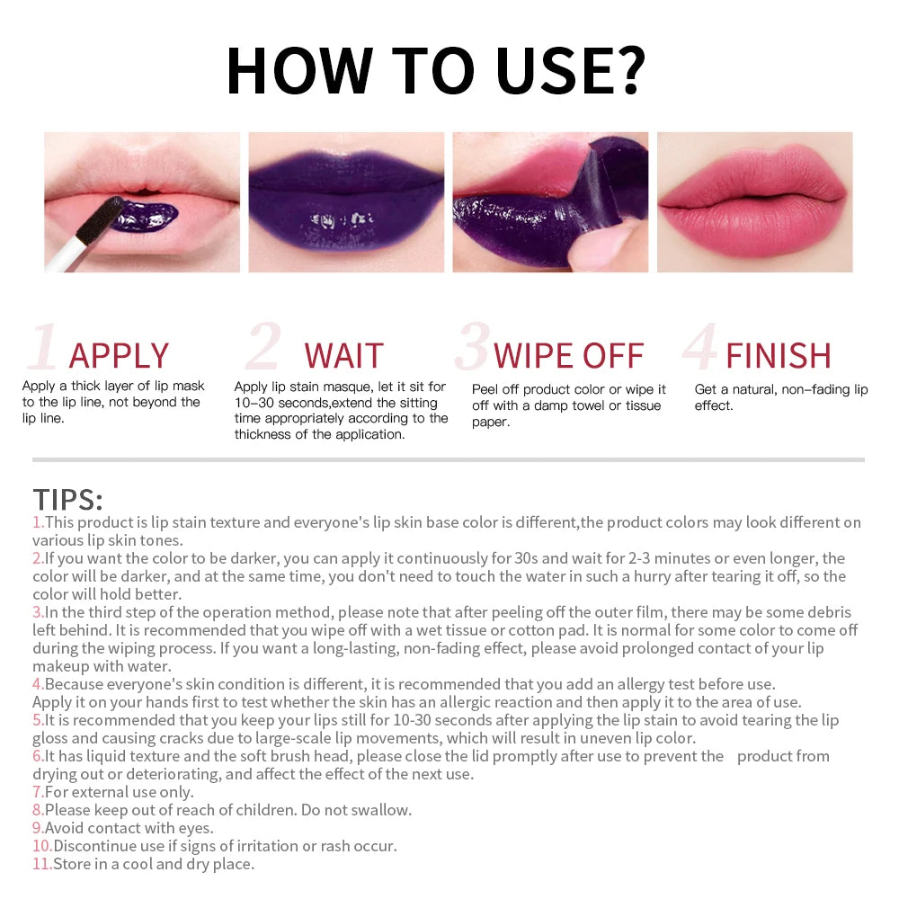 Peel-off Lip Gloss Long-lasting Glossy Waterproof Lip Tint Smooth Non-sticky Sumdge Proof Natural Lip Glosses Woman Makeup Oasis Select