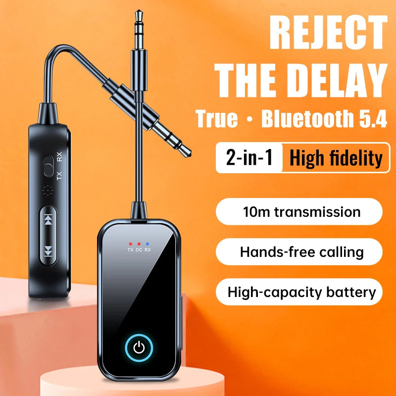 Upgraded Bluetooth 5.4 AUX Receiver Transmitter 3.5MM With Mic HiFi Stereo Music Wireless Audio Adapter For TV PC Airplane Car Oasis Select