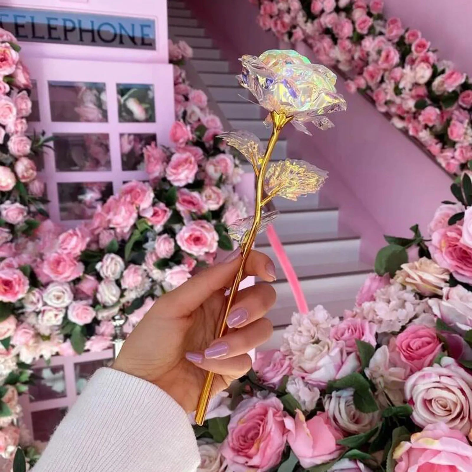 10pcs Galaxy Rose Forever Flower Artificial Luminous Light Rose Valentine's day Gifts Gold Foil Colorful Artificial Flower Oasis Select