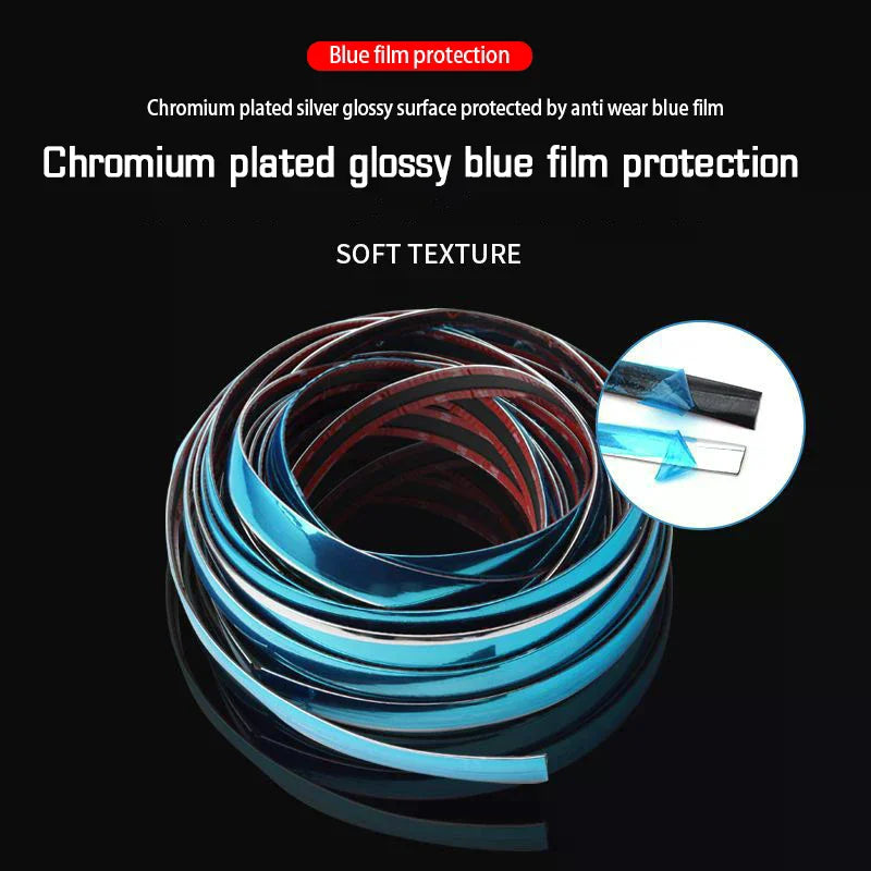 6mm*5m Exterior Car Chrome Body Strip Bumper Auto Door Protective Sticker Moulding Styling Trim Sticker Car Decoration Strip Oasis Select