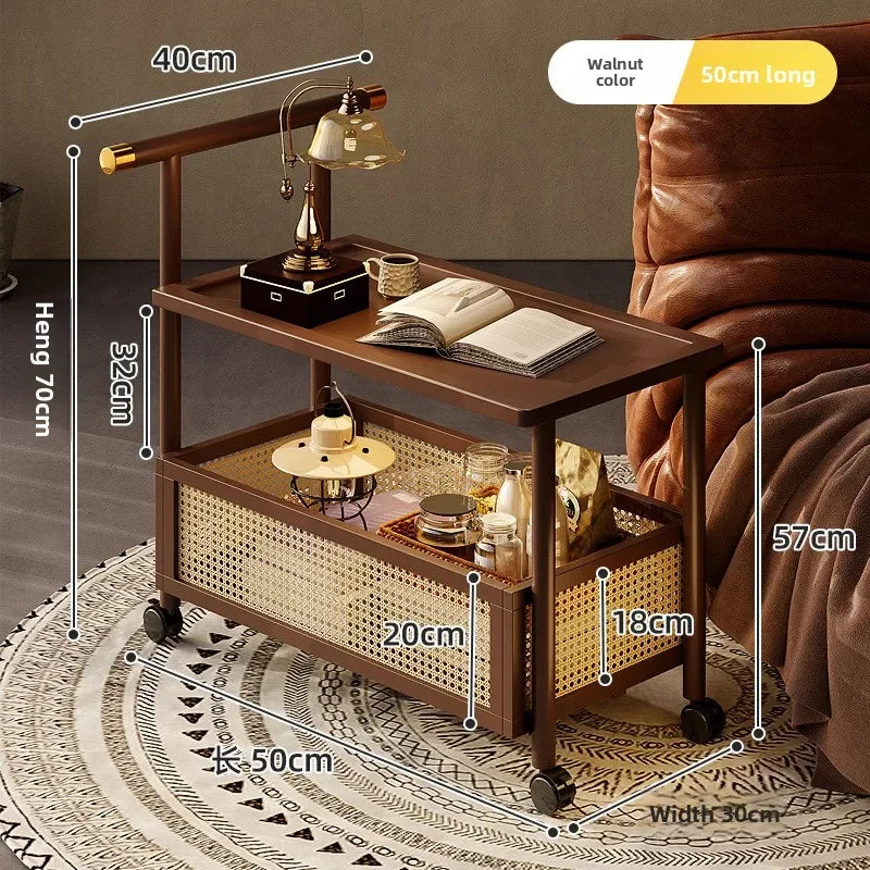 Side table living room small table sofa side cabinet removable small coffee table living room household side table side cabinet Oasis Select Walnut 50 long