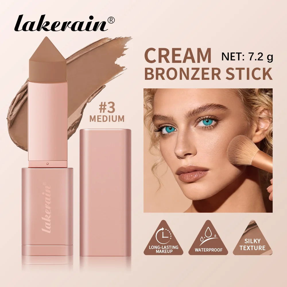 Lakerain Bronzer Cream Stick 3D Makeup Effect Improve Fine Lines Brightening & Grooming 2 IN 1 Bronzer Cream for All Skin Types Oasis Select
