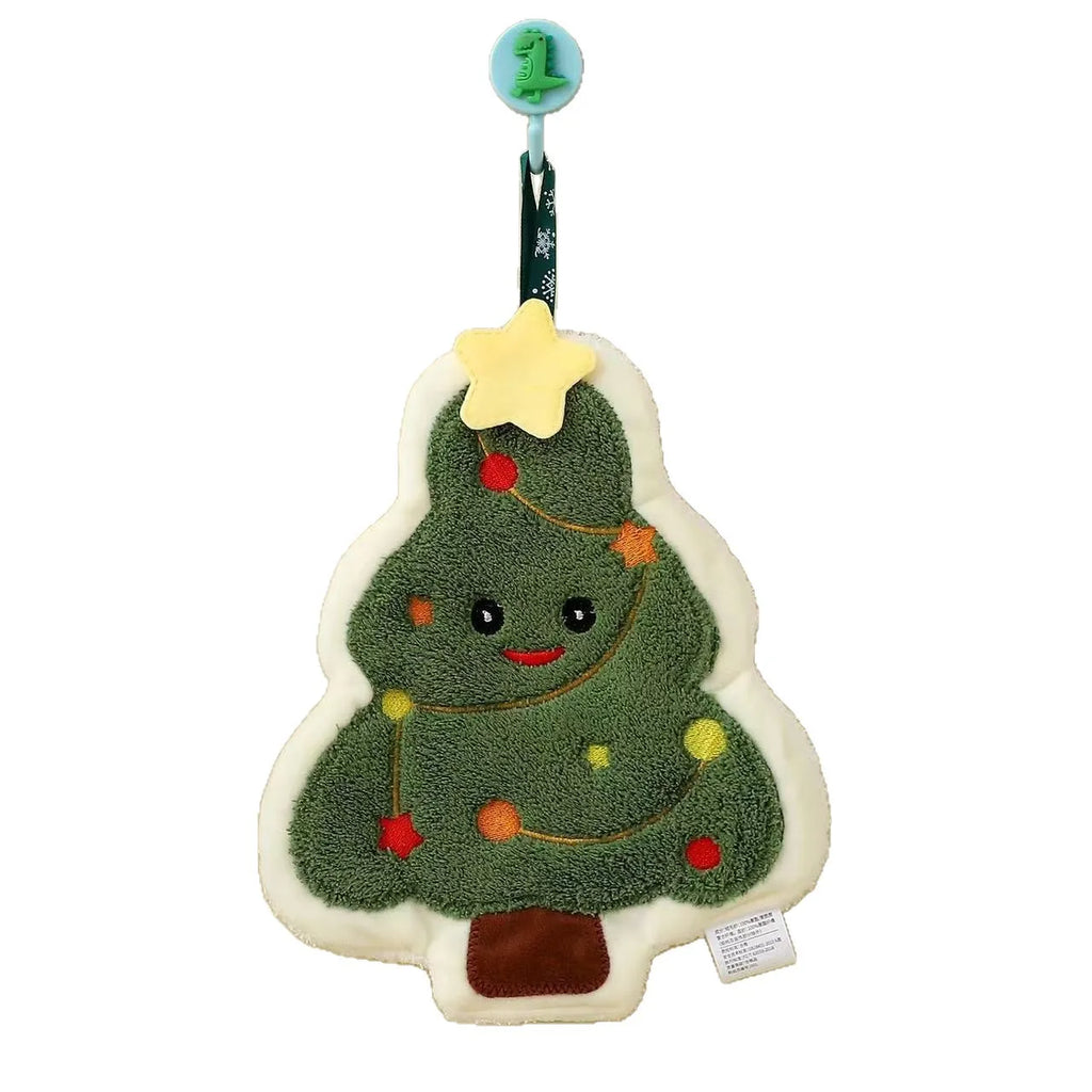 Christmas Festive Kitchen Towel Set For Holiday Decor Super Absorbent Snowman And Tree Print Hanging Hand Towel For Bathroom Oasis Select
