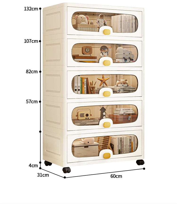 60cm Flip-Top Multi-Layer Storage Cabinet with Casters