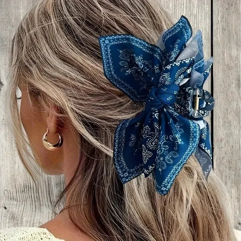 1pc New Double-Sided Cashew Flower Love Grabbing Clip Butterfly Knot Hair Clip Summer Vacation Shark Clip Fashion Oasis Select