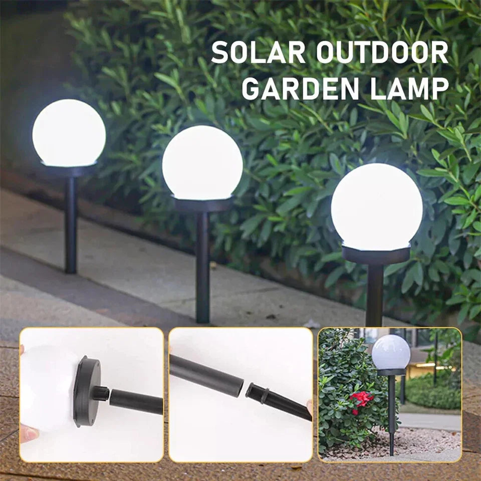 Solar Powered LED Garden Lights Stake Post Patio Path Outdoor Globe Lighting Lawn Ground Mounted Light Courtyard Lawn Lamp 2PCS Oasis Select