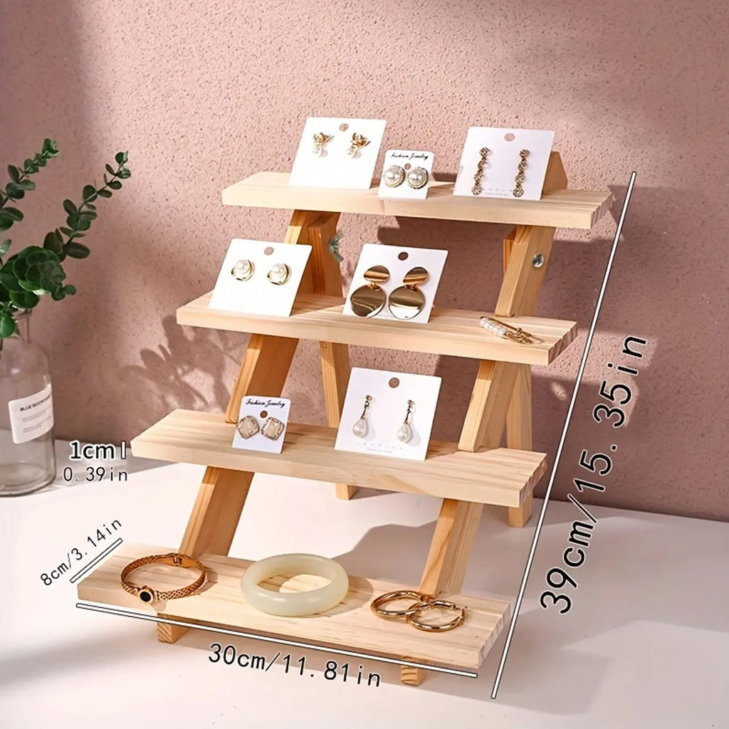 Wooden display rack, ear stud rack, perfume, jewelry, ear ring storage rack, desktop small commodity display rack Oasis Select 4 Tier