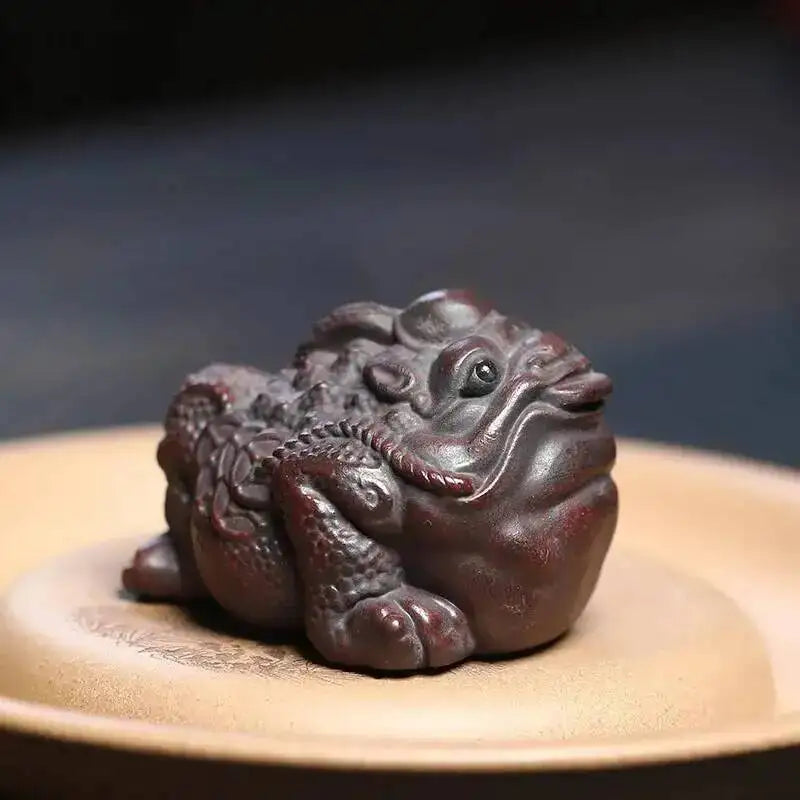 Zisha Tea Pet Golden Toad Wealth-attracting Ornament Craft Sculpture Teaplay Tea Table Accessories Чайные украшения Oasis Select