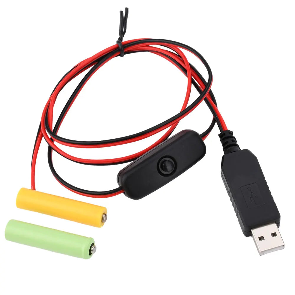 Universal 3/4.5/6V AA AAA Battery USB Power Supply Replaced AA/AAA Battery Replacement Cable for Clock Toy Light LED With Switch Oasis Select