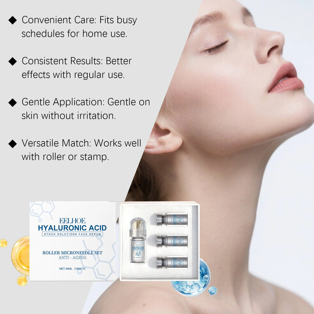 Hyaluronic Acid Stock Solutions Face Serum with Roller Microneedle Set Moisturizing Anti-Wrinkle Facial Serum Smoothing Refresh Oasis Select
