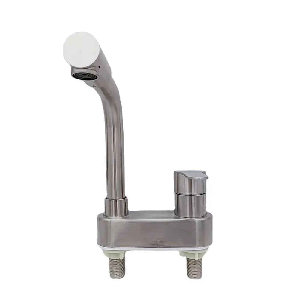 304 Stainless steel washbasin faucet toilet cold and hot duplex single handle double hole rotary head washbasin faucet Oasis Select silver