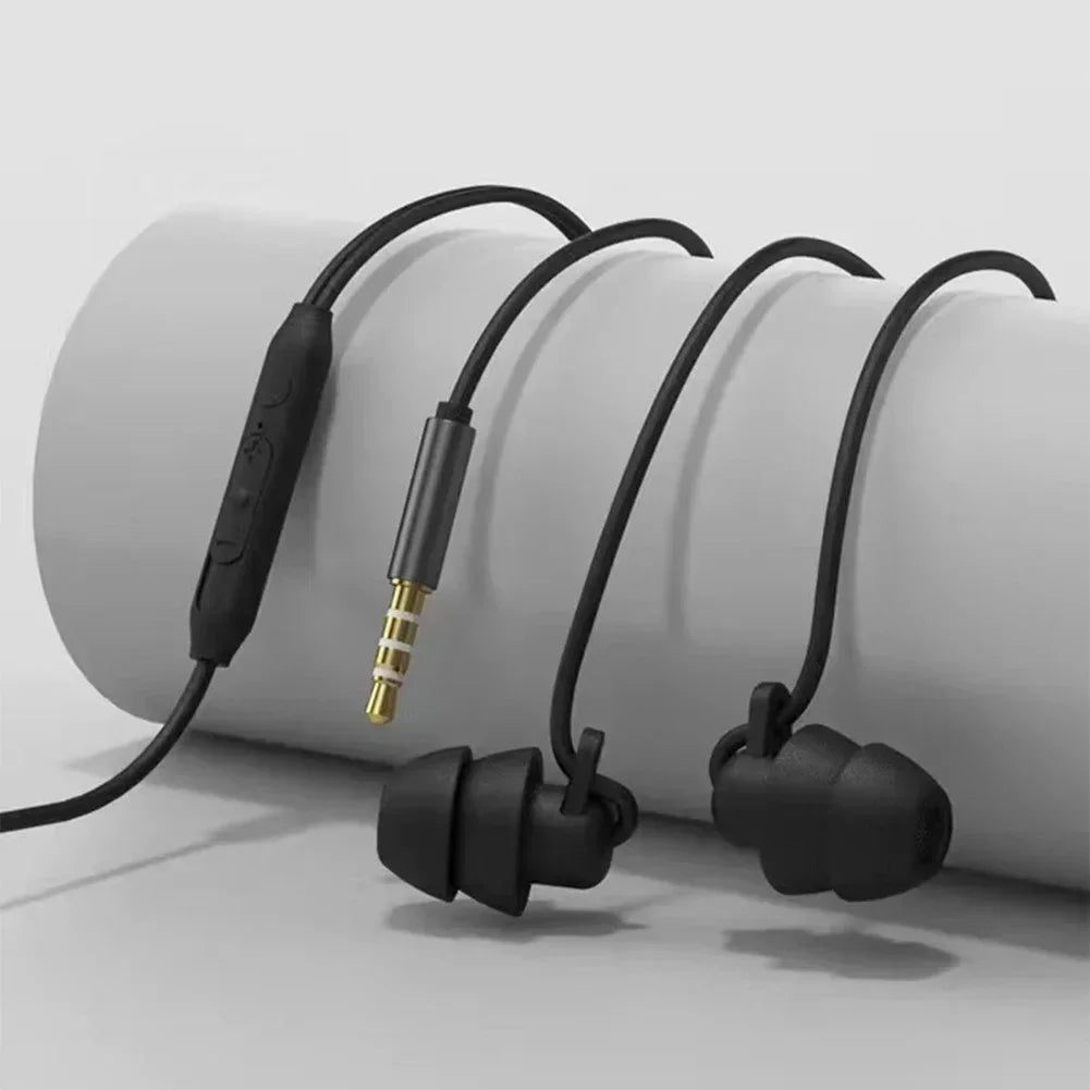 Silicone Sleep Earphones 3.5mm Wired In-Ear Headphones with Mic
