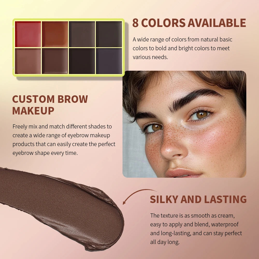 Blush Eyebrow Cream Highlighter 8 Colors Palette Matte Shimmer Finishes Shadow Tones Long-Lasting Natural Look Makeup Cosmetics Oasis Select