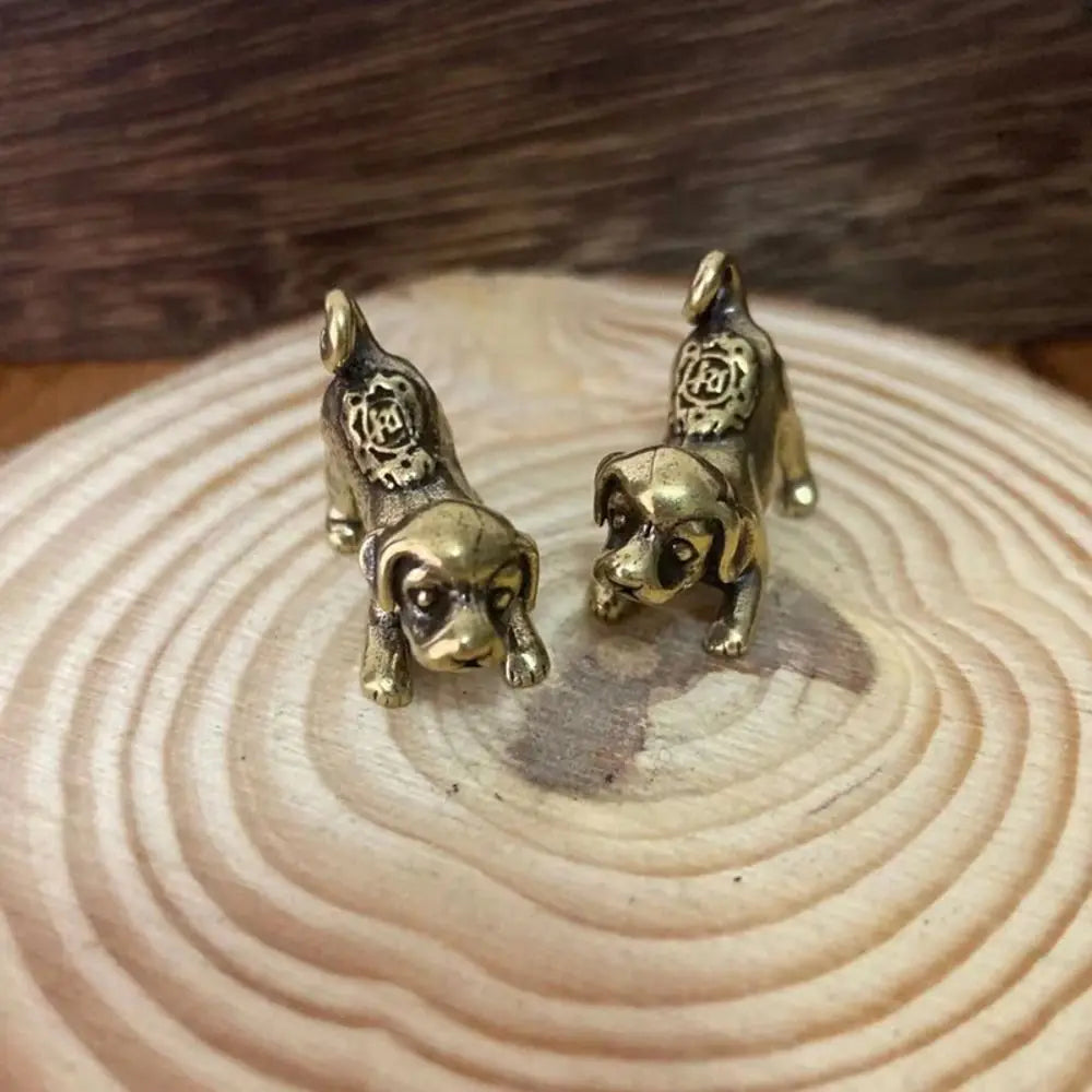 Solid Brass Zodiac Dog Figurine | Feng Shui Tea Pet Decor