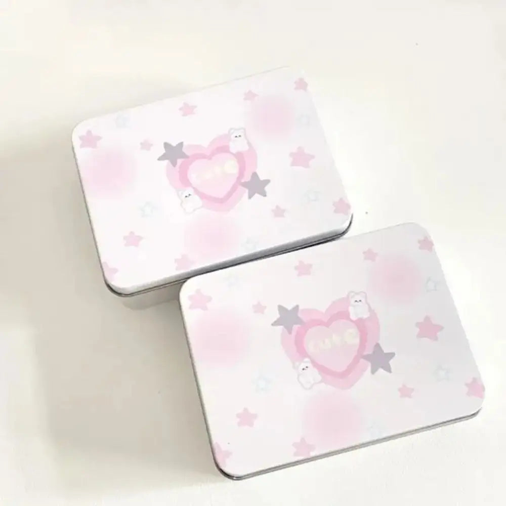 Cartoon Iron Storage Box Big Capacity Small Card Storage Box Desktop Storage School Stationery Kpop Photocards Oasis Select