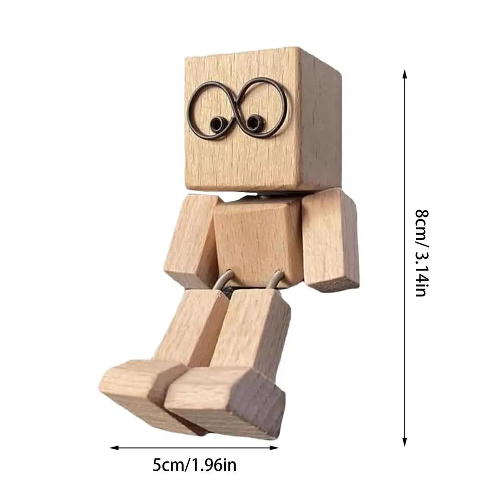 Wooden Man Figurine Shaking Feet Wooden Human Figure Funny Sculpture Dashboard Movable Ornament Car dashboard decoration doll Oasis Select Style B