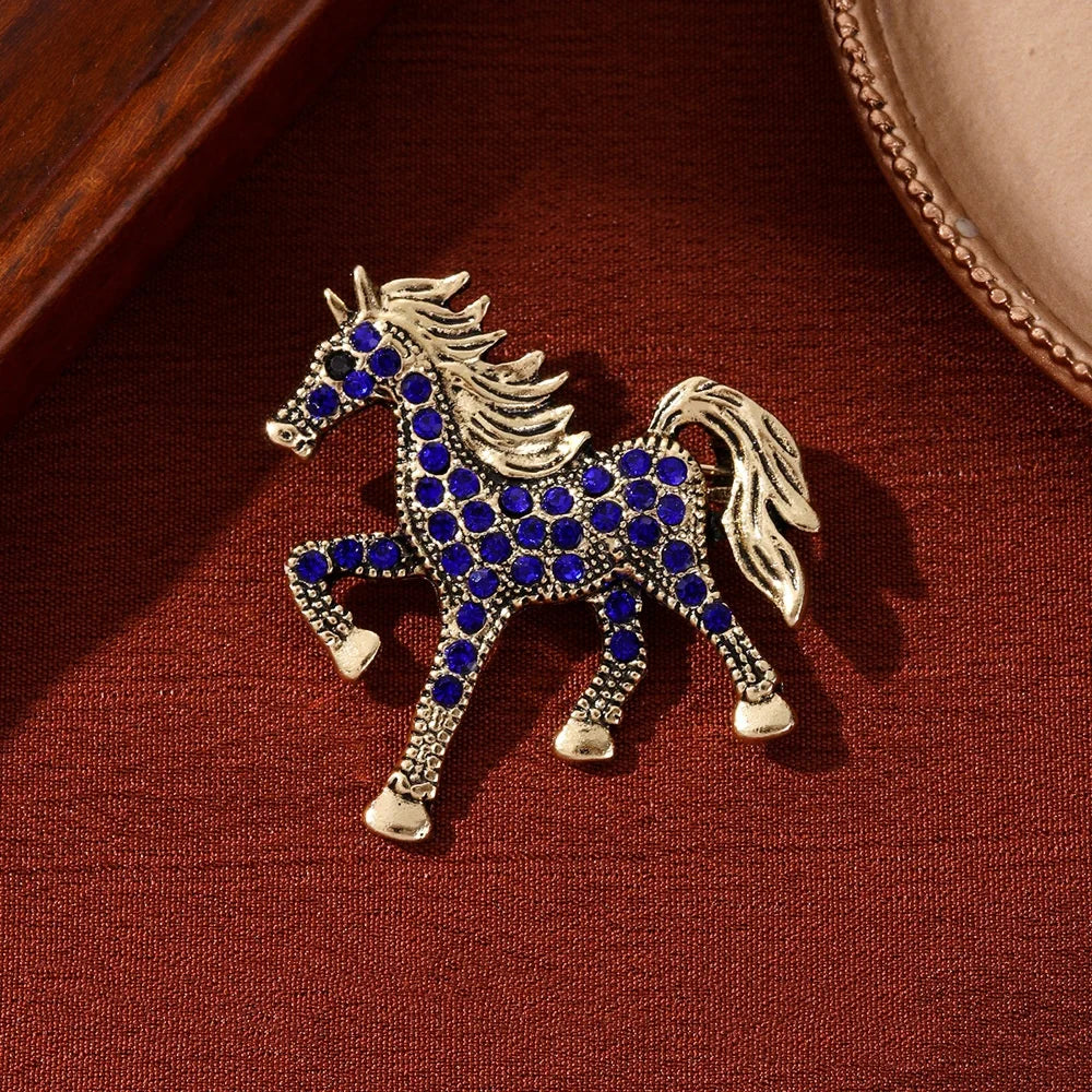 Fashion Rhinestone Horse Brooch for Women Men Zodiac Animal Brooches Lapel Pins Party New Year Jewelry Clothes Accessories Oasis Select Style 10