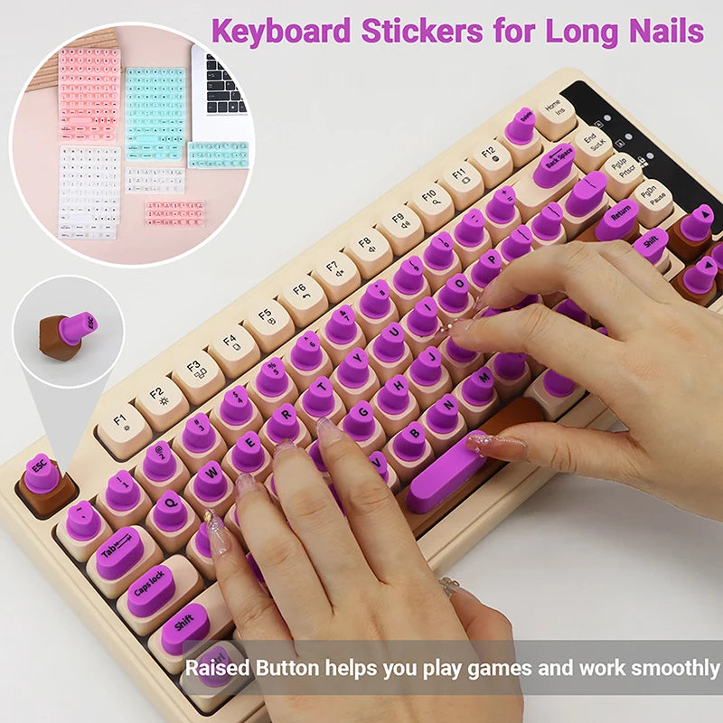 70/21pcs Raised Adhesive Keyboard Stickers For Long Nail Art Keyboard Bubbles Self-for Long Nails Silicone Typing Keycaps Oasis Select