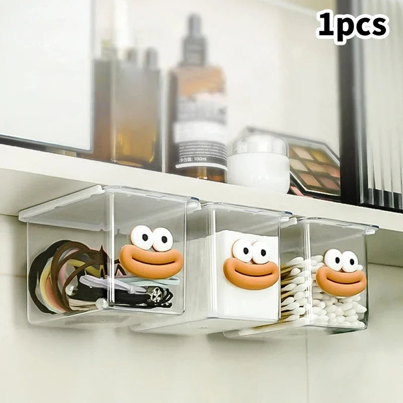 Transparent Bathroom Cotton Stick Makeup Cotton Bathroom Pull-Out Storage Drawer Style Storage Box Under The Mirror Cabinet Oasis Select