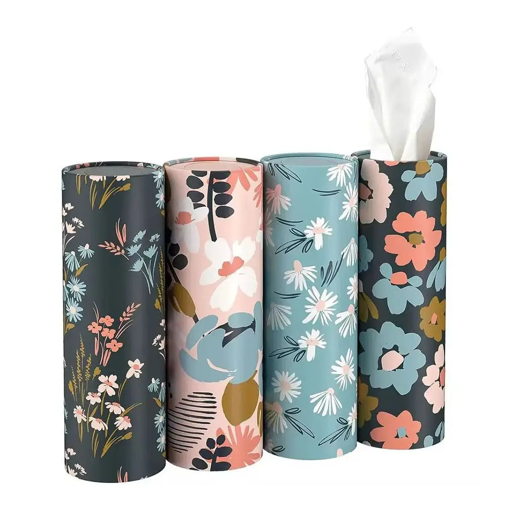 1Pcs Durable 3 Layers Car Home Tissues Holder with Flower Paper Facial Tissue Container Cylinder Box Car Interior Oasis Select