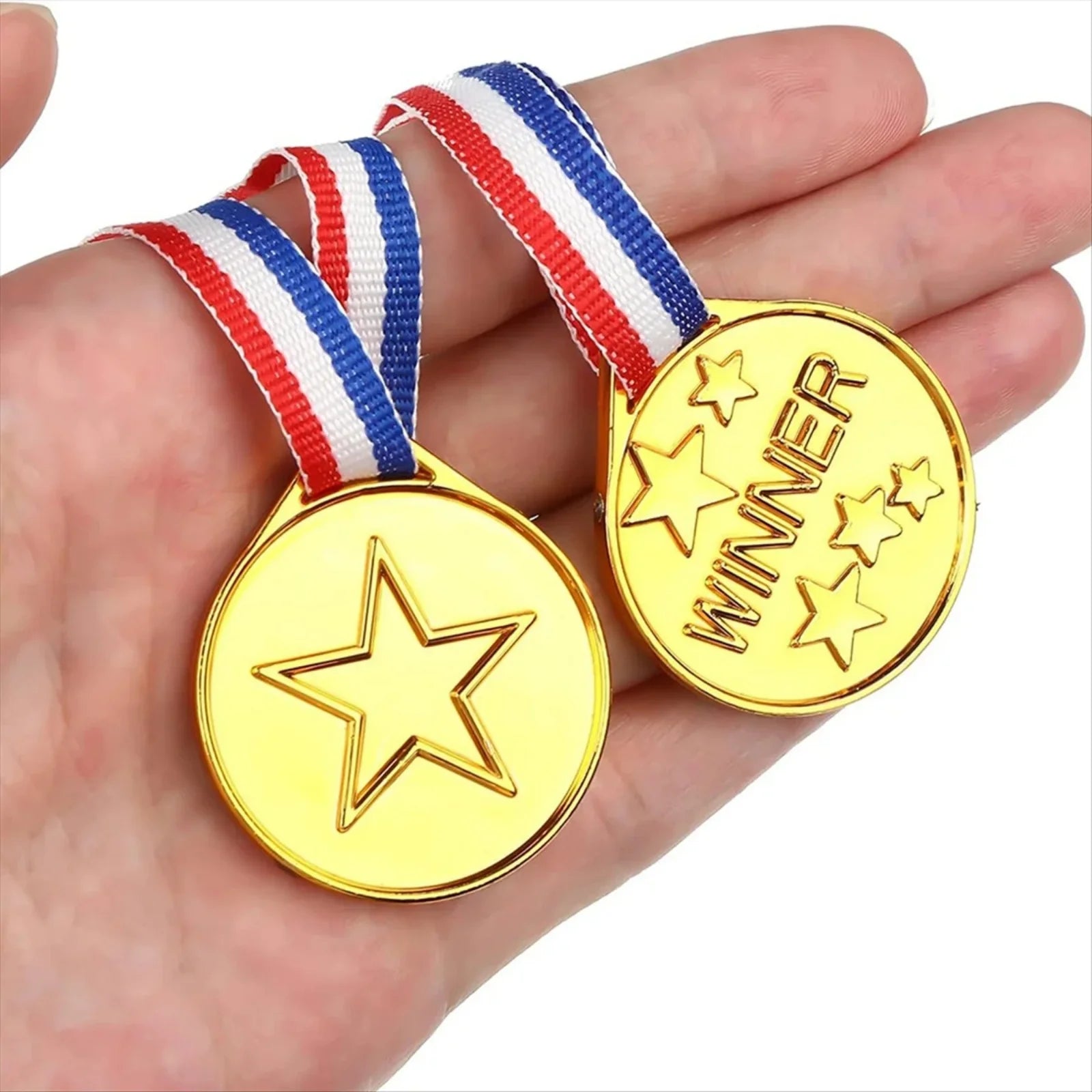 30Pcs Plastic Gold Winners Medals Trophy Children Game Sports Prize Awards Toys For Kids Birthday Party Favors Pinata Fillers Oasis Select