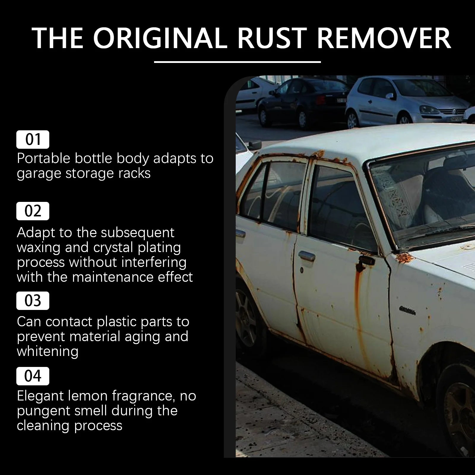 Car Rust Remover Spray, For Car Wheels & Metal Surfaces Dissolves Tire Rust Removes Rust & Dirt with Surface Cleaner Oasis Select