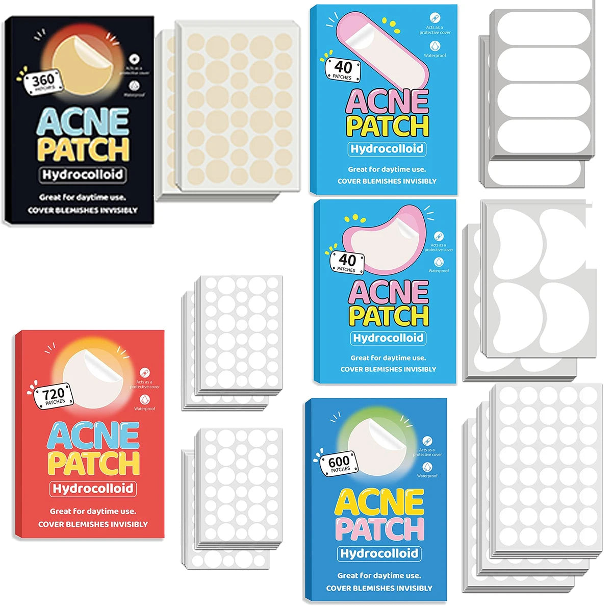 40/360/600/720 Counts Invisible Hydrocolloid Patches For Covering Zits And Blemishes, Acne Pimple Patches For Face Spot Stickers Oasis Select