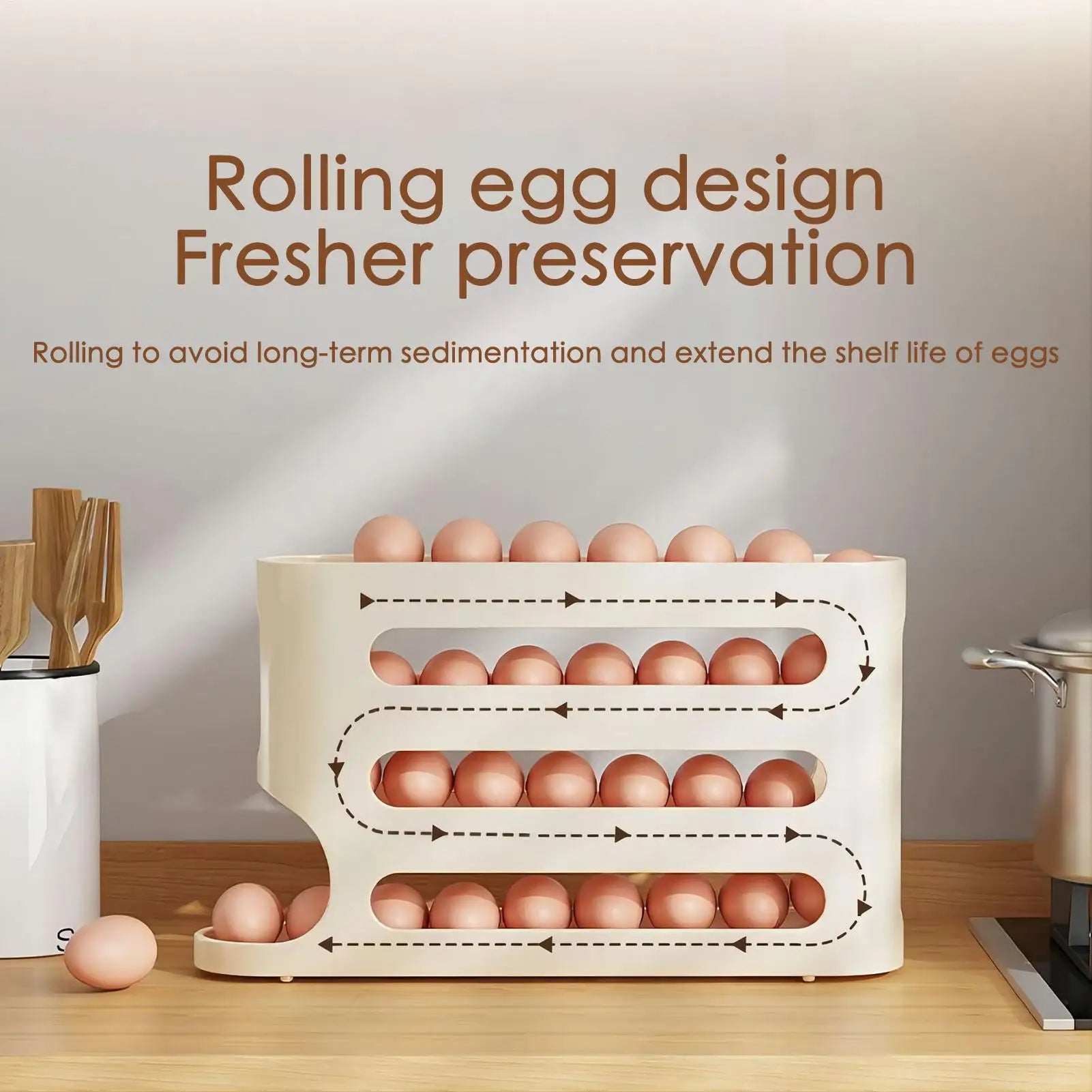 Automatic Egg Rolling Dispenser 4-Tier Large Capacity Tilted Egg Storage Rack Space-Saving Storage Boxes Egg Organizer Tray for Oasis Select