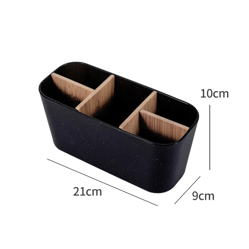 Bamboo Electric toothbrush Holder Razor Makeup Brush Storage Box Toothpaste Toothbrush Stand Bathroom accessories Oasis Select black 5grid