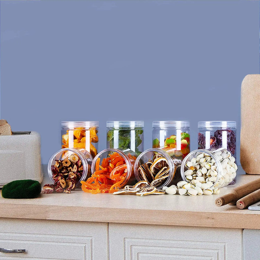 1PC Plastic Packing Bottle PET Clear Empty Seal Bottle Circular Bucket Storage Biscuit Jar Food Grade Sealed Cans Tank Container Oasis Select