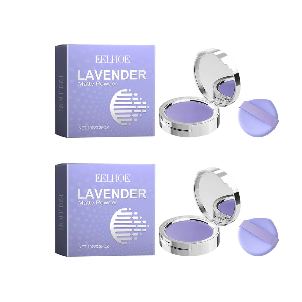 Lavender Matte Powder Oil Control Setting Powder Waterproof Smoothing Makeup Foundation Powder with Puff Loose Setting Powder Oasis Select 2Pcs 10g